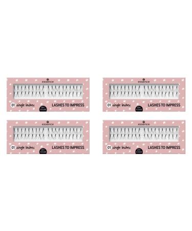 Essence lashes to imprint - fake eyelashes single lashes No.01 including eyelash glue artificial eyelashes black 4 pack 40 pieces (4 Pack)