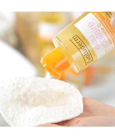 EVOLUDERM Vitamin C Micellar Cleansing Water 500 ml 96% Natural Origin Vegan Made in France Pack of 3 x 500 ml - Buy Online on GoSupps.com