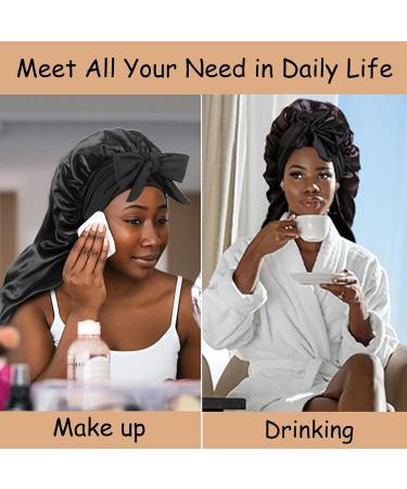 Shop Sengterm Long Satin Hair Hood - Adjustable Silky Sleep Cap for Women | Extra Big for Long Curls - L/XL - Green - Buy Online on GoSupps.com