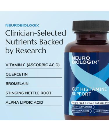 Neurobiologix Gut Histamine Support Supplement Digestion & Immune Balance with Vitamin C NAC Bromelain & Quercetin Supports Food-Derived Histamine Response for Men & Women Vegetarian 60 Capsules - Buy Online on GoSupps.com