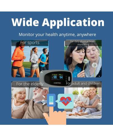 Contec Fingertip Pulse Oximeter with Pouch - Blood Oxygen Monitor - Buy Online on GoSupps.com