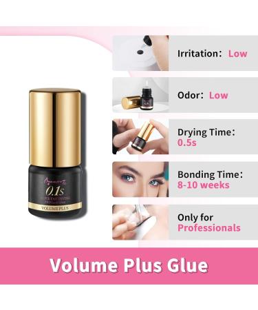 Beauty7 Volume Plus 0.1s Fast Drying Retention 8 WEEKS Eyelash Black Glue Eyelash Extension Glue Individual Lash Extensions Professionals Used Only (5ml) - Buy Online on GoSupps.com