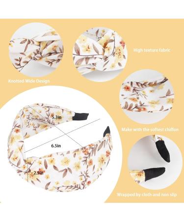 Beauty.H.C 3PCS Floral Knotted Headband Set for Women and Girls | Boho Chiffon Hairbands with Elastic No-Slip Design - Buy Online on GoSupps.com