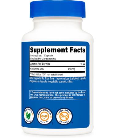 Nutricost CoQ10 200 mg 60 g lules v g tariennes 60 portions Haute absorption v g tarien sans OGM coenzyme Q10 - Buy Online on GoSupps.com
