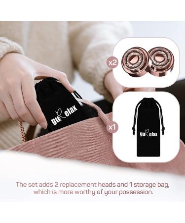 Gurelax Facial Hair Removal for Women - Rechargeable Painless Electric Razor with 2 Replacement Heads in Rose Gold - Buy Online on GoSupps.com