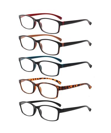 5 Pack reading glasses men women high quality spring hinges glasses comfortably rectangular super reading help for men and women (5 color mix 2.75) 5 color 2.75 - Buy Online on GoSupps.com
