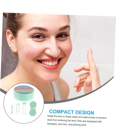 Solustrie Contact Lens Container Set - Colorful Portable Holder with Mirror | Eye-Catching Travel Applicator | Perfect for All Lens Types - 7.5x7.5x2.8cm - Buy Online on GoSupps.com