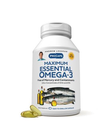 ANDREW LESSMAN Maximum Essential Omega-3 Unflavored 60 Softgels - Ultra-Pure Omega-3 Fish Oil 1200 mg-High DHA No Mercury Fish Oil Omega 3 Supplement-Small Easy to Swallow Fish Oil Capsules Unflavored 60 Count (Pack of 1)