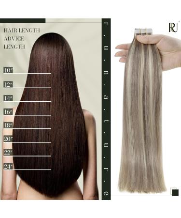 Runature Real Hair Tape-In Extensions - Dark Blonde & Platinum Blonde 45cm (18 inch) | 50g 20 Pieces #19P60 #19AP60 - Buy Online on GoSupps.com