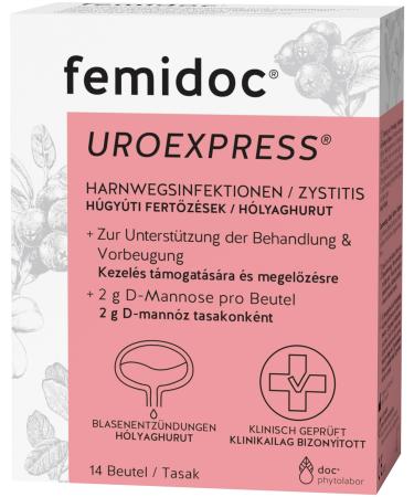 doc phytolabor femidoc UROEXPRESS Pack of 14 Hydration Bags | Supports the treatment and prevention of cystitis | Active ingredient 2 g D-Mannose | Vegan