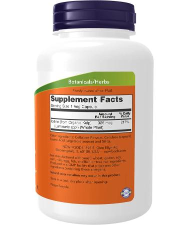 Now Foods Kelp 250 Veg Capsules - Premium Seaweed Supplement for Thyroid Support - Buy Online on GoSupps.com