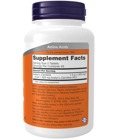 Now Foods Acetyl-L-Carnitine 750mg - 90 Tablets | Boost Energy & Cognitive Function - Buy Online on GoSupps.com