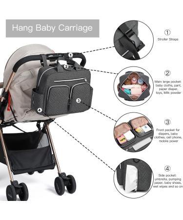 Kono Large Weekender Baby Changing Bag | Stylish Mom and Dad Travel Nappy Tote | Convertible Messenger with Insulated Pockets - Dark Grey - Buy Online on GoSupps.com