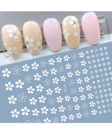 8 Sheets MiaoWu White Cherry Blossoms 3D Nail Art Stickers for Acrylic Nail Decoration - Buy Online on GoSupps.com