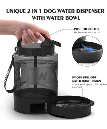 Portable Dog Water Bowl Dispenser - 77oz Travel Water Bottle for Dogs - BPA Free - Buy Online on GoSupps.com