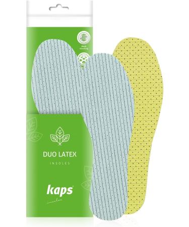 Kaps Duo Latex Shoe Insoles | Double Layer Unisex Inserts - Size 37 EUR/ 4 UK | Odour Neutralizing & Multicolour - Buy Online on GoSupps.com