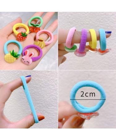 Cute 10-Part Toddler Hair Gum Set | Cartoon Flower Ponytail Holders & Elastic Rubber Bands - 6 Rainbow Colors for Girls - Buy Online on GoSupps.com