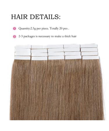 SEGO TAPE Hair Extensions Glue - 20 Remy Real Hair Tressen - Light Brown #6 (16/45cm) - Includes 10 Free Tapes - Premium Quality - Buy Online on GoSupps.com