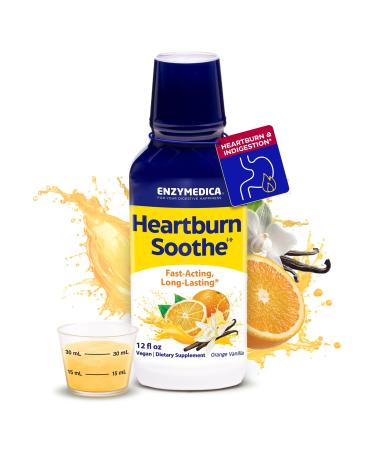 Enzymedica Heartburn Soothe Liquid Fast-Acting Antacid Alternative for Digestive Health Sugar-Free with Alginates and Botanicals Vanilla Orange Flavor 12 fl oz