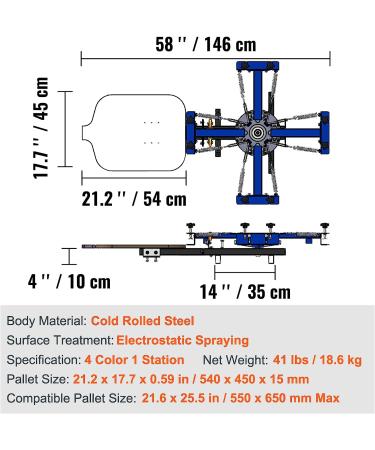 VEVOR 4 Color 1 Station Screen Printing Machine | 360 Rotatable Press | 21.2x17.7in Silk Screen Press | Double-Layer Pallet for T-Shirt DIY Printing - Buy Online on GoSupps.com