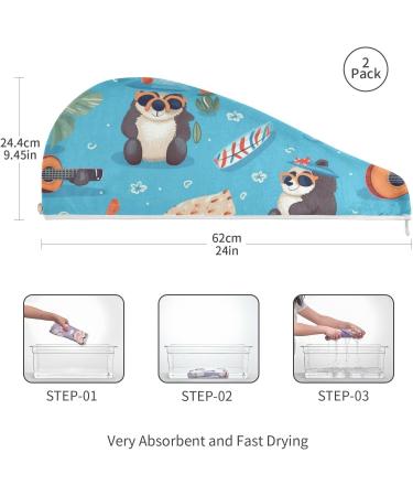 Panda Beach Hair Towel 2 Pack - Super Absorbent Quick Dry Hair Turbans for Women & Girls - Ideal Hair Drying Solution - Buy Online on GoSupps.com