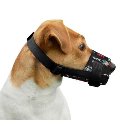 Collardirect Dog Muzzle - Adjustable Soft Breathable Nylon for Small Medium & Large Dogs | Anti-Chewing Barking Biting - 3 Tribal Patterns (Pattern 2) - Buy Online on GoSupps.com