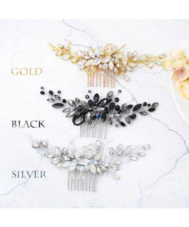 Unicra Black Opal Crystal Wedding Hair Comb - Bridal Headpiece for Women and Girls - Buy Online on GoSupps.com