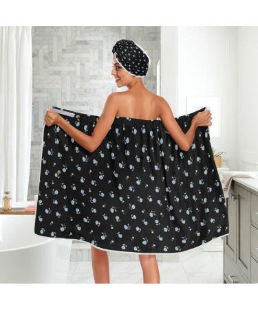 Shop Set of 3 Black Towel Wraps - Cute Flower Design Adjustable Closure Fast Dry Bathrobes for Women - International Shipping Available - Buy Online on GoSupps.com