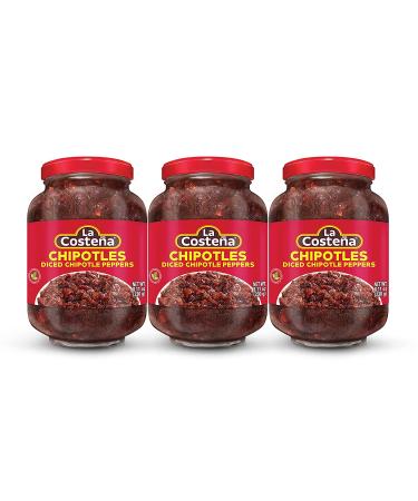 La Costea Diced Chipotle Peppers 8.11oz Jar (Pack of 3) - Smoky and Spicy Peppers for Cooking - 24.33oz Total - Buy Online on GoSupps.com