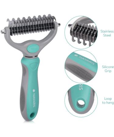 Navaris Pet Fur Dematting Comb - Undercoat Remover and Deshedding Tool for Dogs and Cats - Suitable for Small to Large Pets - Long or Short Hair - Style 2 - Buy Online on GoSupps.com