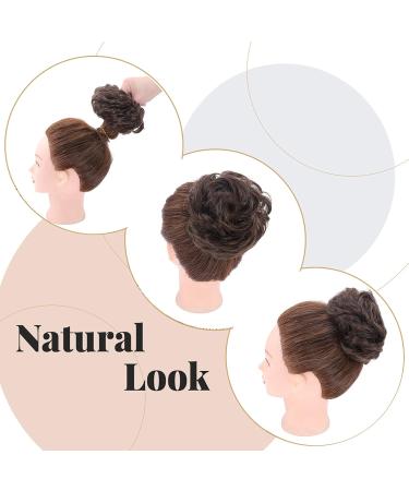 Silk-Co Hair Part with Rubber Band - Wavy Soft Dutt Hair Extensions Messy Bun Updos - 45g Medium Brown & Red-Brown - Buy Online on GoSupps.com