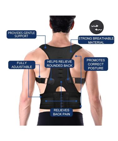 ZCLNYVGJ GUOWGANG Male Female Adjustable Magnetic Posture Corrector Corset Back Brace Back Belt Lumbar Support Straight Corrector S-4XL (Color : Black Size : XX-Large) (Black M) - Buy Online on GoSupps.com
