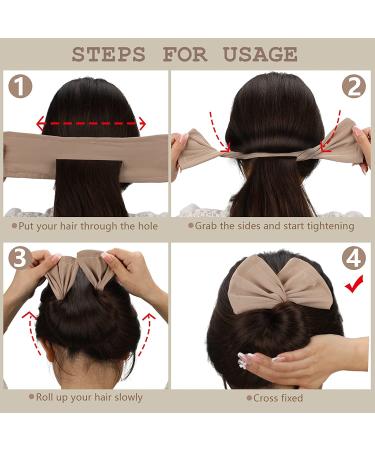 3-Pack Solid Color Hair Bun Maker Set - Flexible French Twist Donut Former for Women and Girls - Black, Beige, and Khaki - Buy Online on GoSupps.com