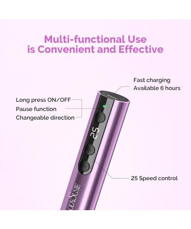 Melodysusie Wireless Nail Miller Kit 11 in 1 - PC180F 25000RPM Portable Nail File Set for Acrylic Gel & Dip Powder - 25 Speed Manicure & Pedicure Tools in Pink - Buy Online on GoSupps.com