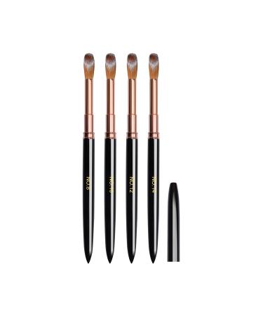 LEDSUUEI Acrylic Nail Brush Set - 4pcs Kolinsky Acrylic Brush Specially Designed for Acrylic Powder Durable Acrylic Brush for Beginners D-BLACK