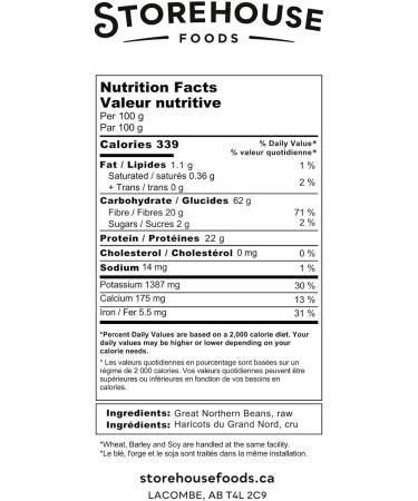 StoreHouse Foods Great Northern Beans 10 kg (22 lb) Non-GMO Raw Vegan Bulk A Favorite in Cooking for use in Soups and Stews Product of Canada - Buy Online on GoSupps.com