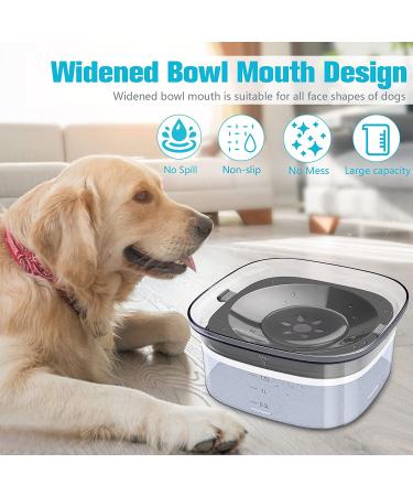 UPSKY 70oz No Spill Dog Water Bowl - Large Capacity Slow Feeder & Transparent Dispenser for Dogs and Cats - Travel-Friendly Design - Grey - Buy Online on GoSupps.com