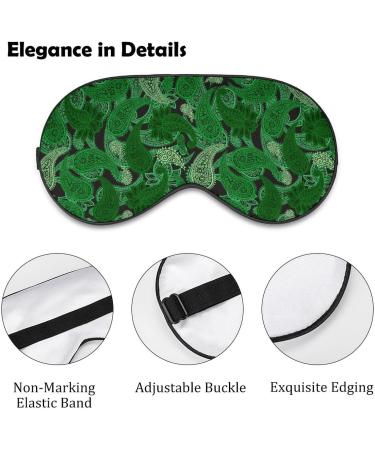Buy Green Paisley Sleep Mask for Women - Adjustable Eye Shades with Elastic Strap for Ultimate Comfort - Buy Online on GoSupps.com