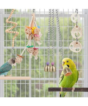 Natural Coconut Bird Hammock with Perch, Swing, and Mirror for Parakeets, Conures, and Cockatiels - Buy Online on GoSupps.com