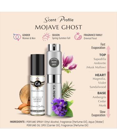 CA Perfume Duo Impression of Mojave Ghost For Women & Men Eau de Parfum Refillable Atomizer Sprayer + Fragrance Body Oil Travel Size Roll-On 0.27 Fl Oz+0.33 Fl Oz - Buy Online on GoSupps.com