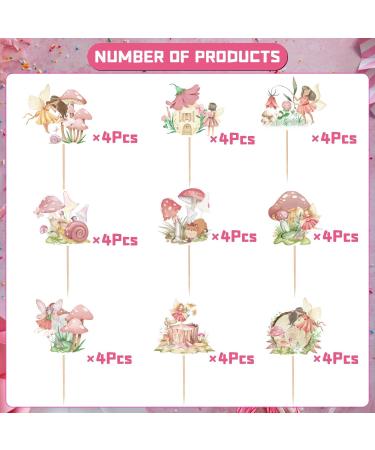 Rngmsi Fairy Cupcake Toppers - 36PCS Fairy Birthday Party Decor Chic Flower Fairy Baby Shower Party Cupcake Topper Decor Girls Elves Fairy Birthday Party Cupcake Supplies Decor Pink Fairy Pink Fairy - Buy Online on GoSupps.com