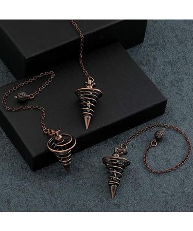 Jikekiroto Gilded Metal Pendulum Set - 2 Esoteric Spiral Pendulums with Chain for Reiki Healing & Energy Therapy - Buy Online on GoSupps.com