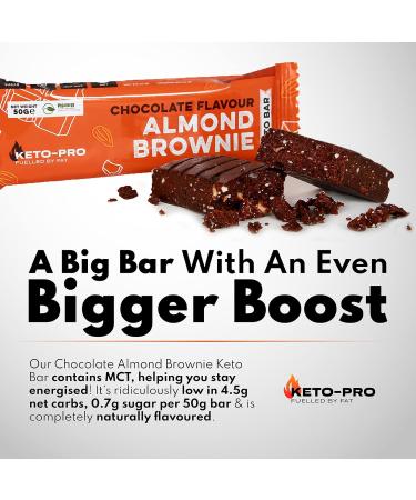 Keto-Pro Chocolate Almond Brownie Keto Bars (12 x 50g) | Low Carb, 2g Net Carbs | High Protein Snack - Buy Online on GoSupps.com