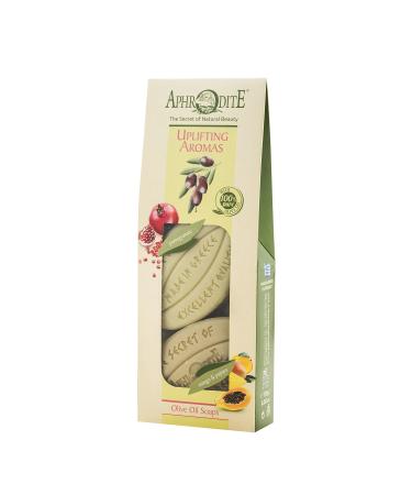 Aphrodite Naturkosmetik - olive oil soap gift set - 2 soaps - natural soap with olive oil & unique scents for gentle skin care - pomegranate mango & papaya (2x85g)