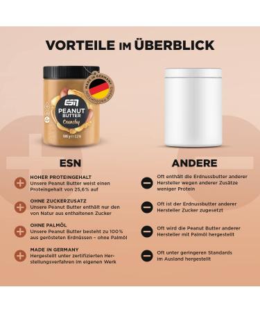 Buy ESN Peanut Butter Crunchy 1000g - Pure Additive-Free Peanut Butter | International Shipping Available - Buy Online on GoSupps.com