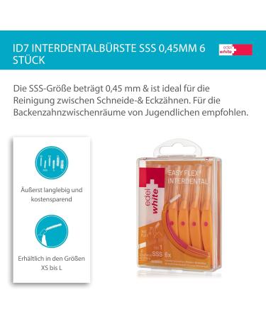 Edel White ID7 Interdental Brushes SSS 0.45mm | 6 Pack for Gentle Cleaning of Narrow Spaces - International Shipping Available - Buy Online on GoSupps.com
