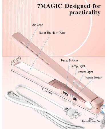 Nano Titanium MCH Flat Iron for Fast Straightening | Salon Flat Iron with Negative Ion Technology | Frizz-Free Hair | Dual Voltage Straightening Iron | 5 Heat Settings | Pink - Buy Online on GoSupps.com