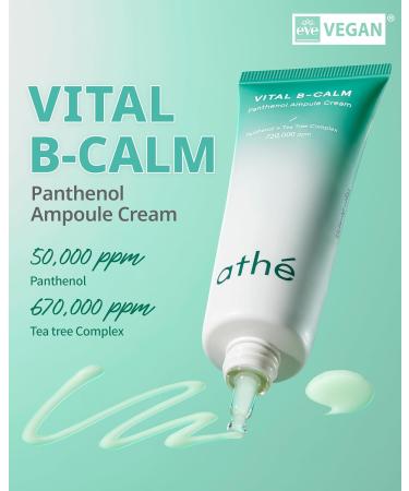 ATHE Vital B-Calm Panthenol Ampoule Cream - Vegan Moisturizer for Oily Sensitive Acne-Prone Skin - 50 000ppm Panthenol & 670 000ppm Tea Tree Water - 1.69oz - Buy Online on GoSupps.com