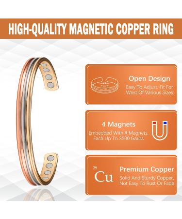 Yinox 8 Magnetic Arthritis Bracelets for Women - 6.5 Inch Pure Copper Therapy for Carpal Tunnel & Pain Relief (3500 Gauss) - Buy Online on GoSupps.com