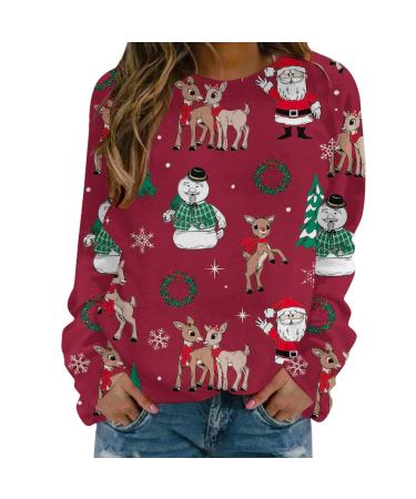 Generically Christmas sweater funny women long arm rudolph reindeer elf Christmas sweater long-sleeved shirt teen girl Christmas jumper women sweater women sweater cotton a-rot 4xl